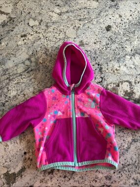 The North Face  Fuchsia Pink Hooded Fleece with Aqua Trim